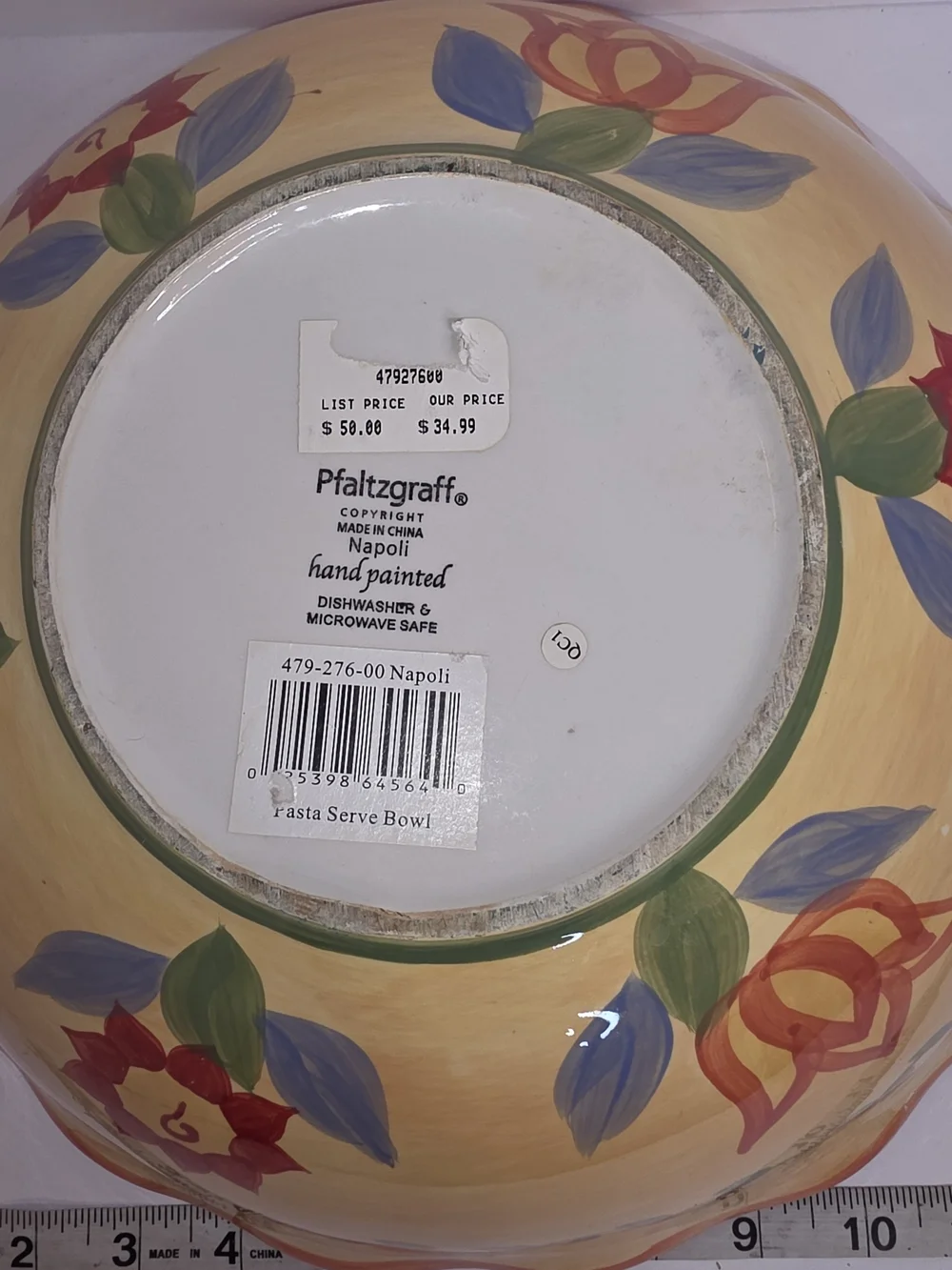Pfaltzgraff Yellow Floral Scalloped Bowl with Red Edge